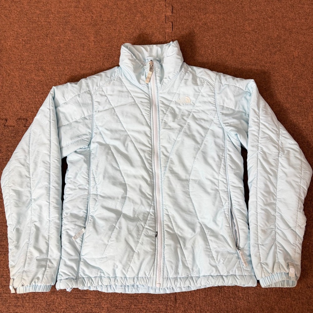 The North Face Womens Ice‎ Blue Quilted Full Zip Puffer Jacket Size Medium